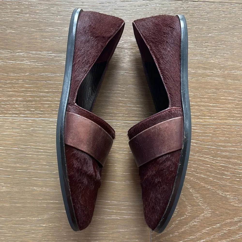 Vince Mason Burgundy Calf Hair Leather Loafers | 8